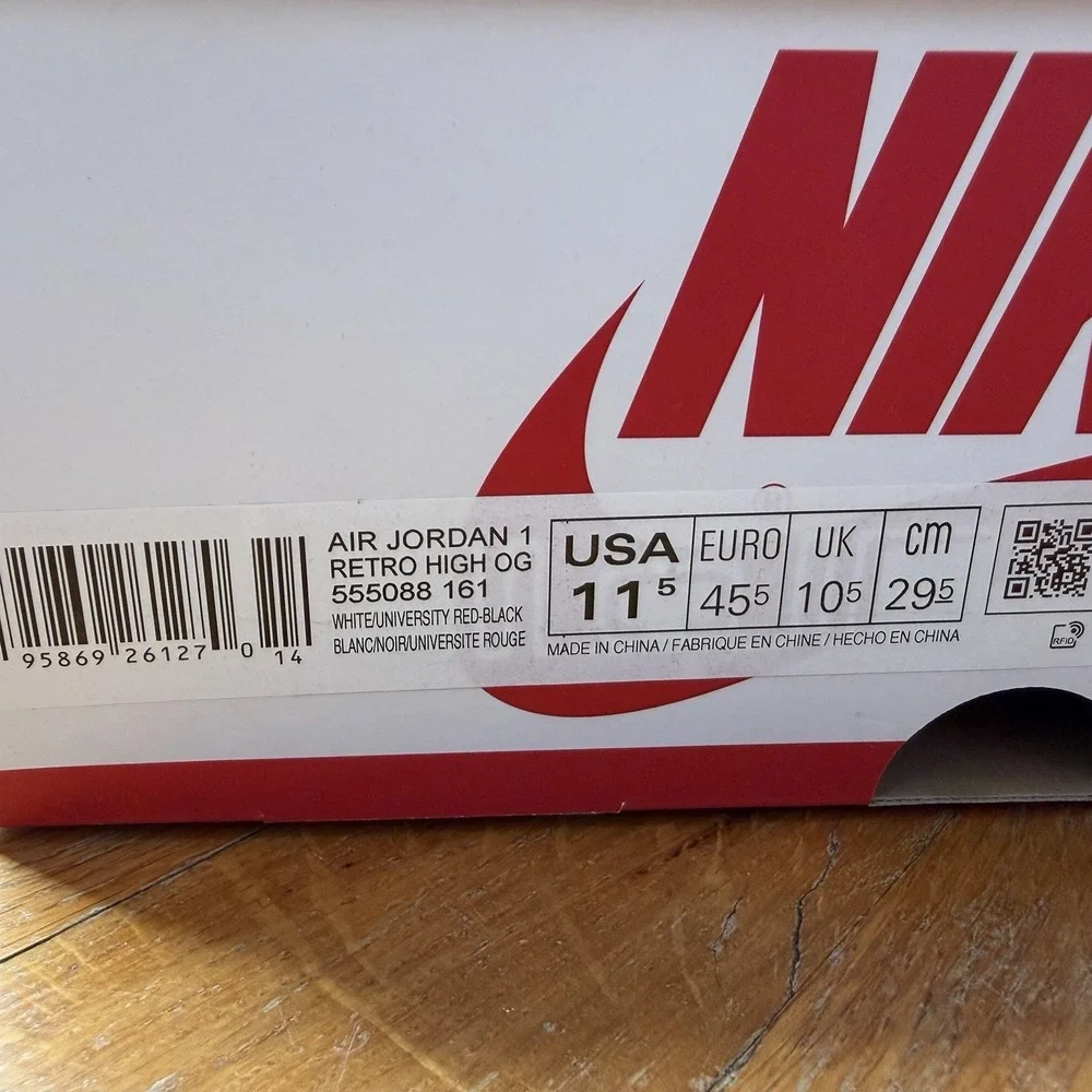 Air Jordan 1 Retro High OG‎ Heritage Size 11.5 New In Box